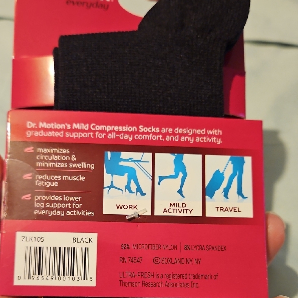 Dr. Motion Black Light Compression Knee High Socks For Women. - Picture 3 of 5